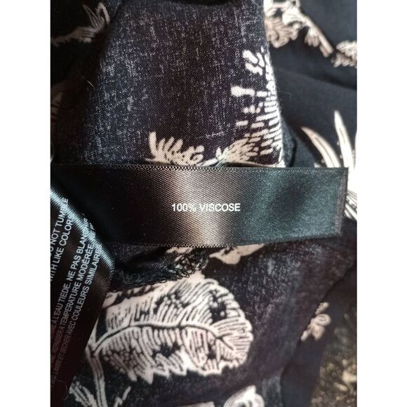 Denim and Flower Shirt Men's Extra Large Button Front Short Sleeve Black Tan Flo - Picture 6 of 7